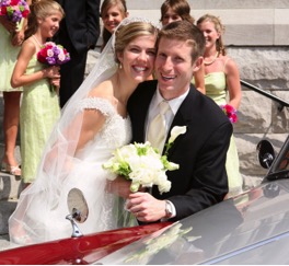 Kateylyn Stenger and her husband at their marriage, alumnae from the Notre Dame Academy catholic all-girls school in Covington, Northern Kentucky