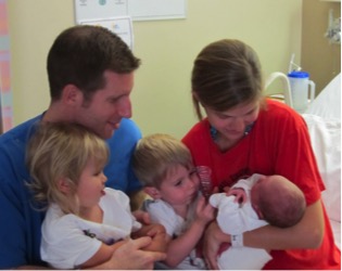 Kateylyn Stenger and her family at the hospital, alumnae from the Notre Dame Academy catholic all-girls school in Covington, Northern Kentucky