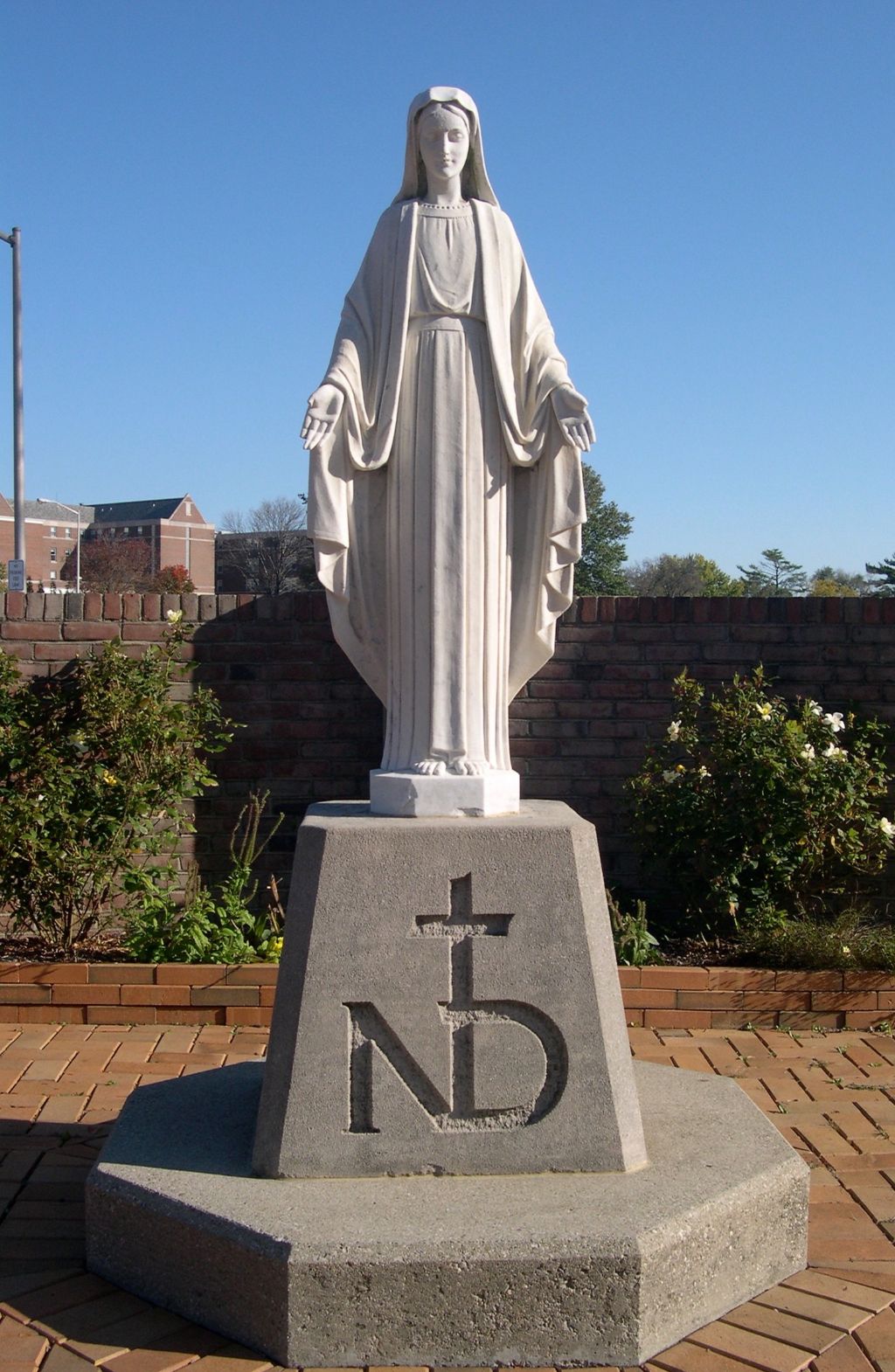 The statue of the Virgin Mary outside at the Notre Dame Academy catholic all-girls school in Covington, Northern Kentucky.