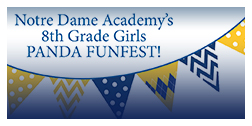 Flyer for the Panda Fun Fest event at Notre Dame Academy catholic all-girls school in Covington, Northern Kentucky.