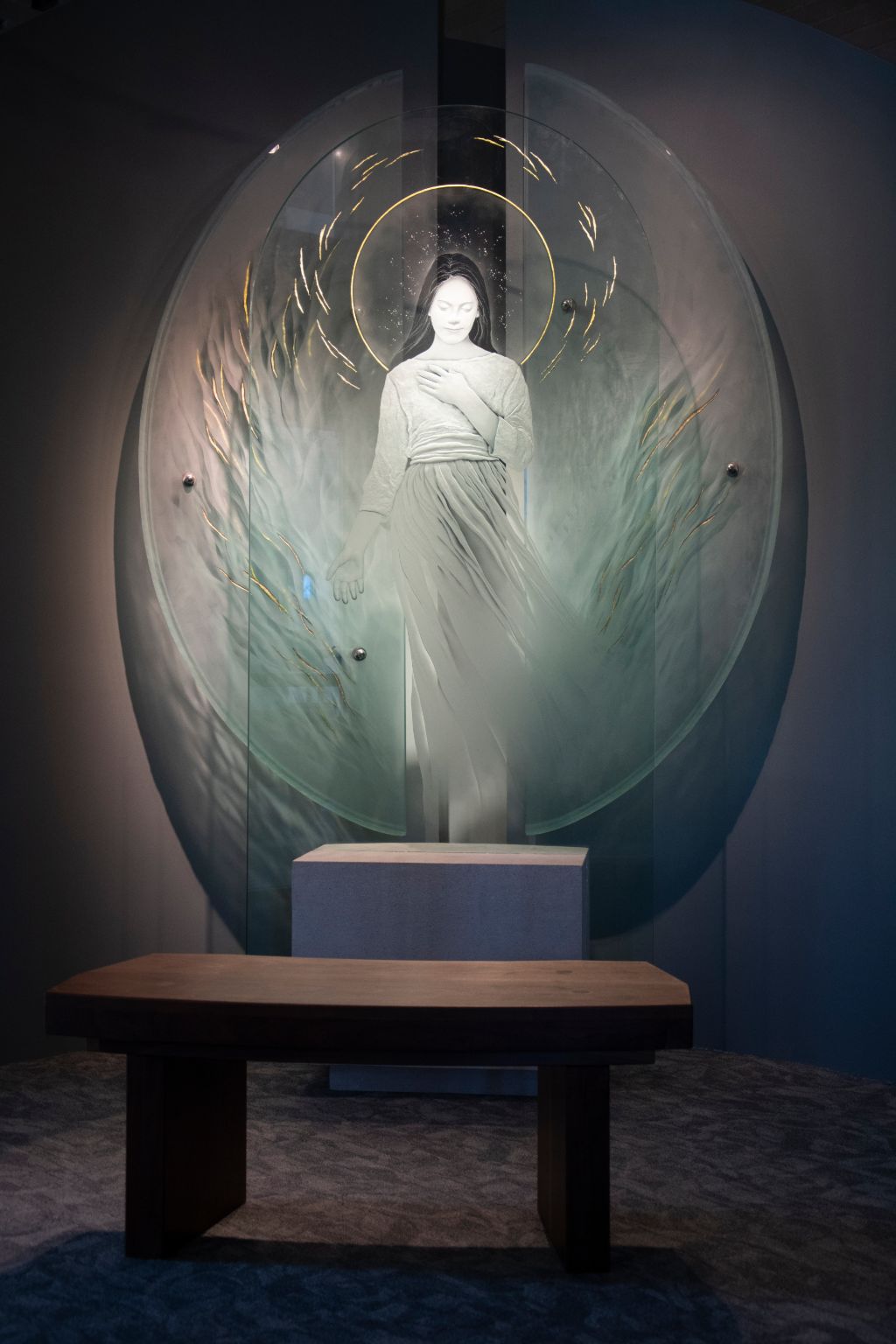 The statue of the Virgin Mary in the Chapel at the Notre Dame Academy catholic all-girls school in Covington, Northern Kentucky.