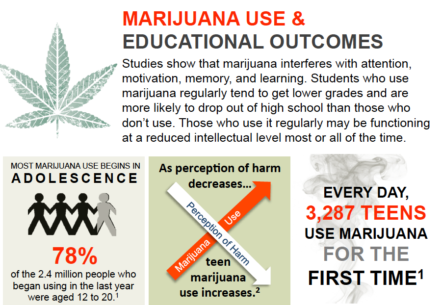 Educational poster on the negative effects of marijuana use for Notre Dame Academy catholic all-girls school in Covington, Northern Kentucky.