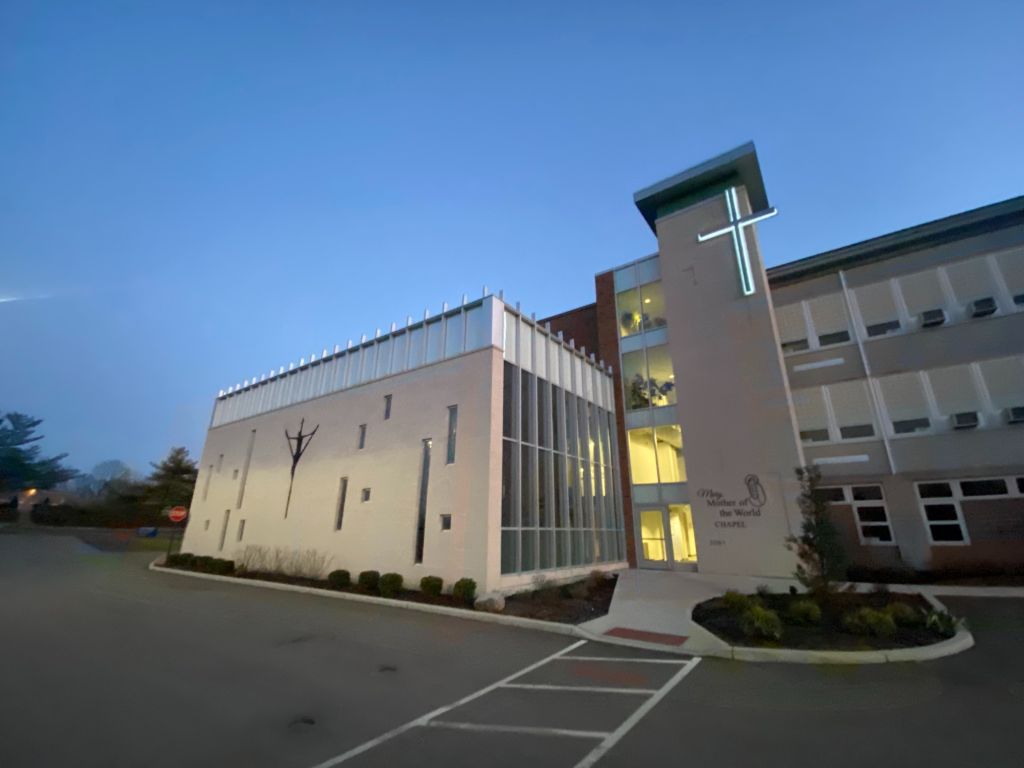 A view of the chapel from outside at the Notre Dame Academy catholic all-girls school in Covington, Northern Kentucky.