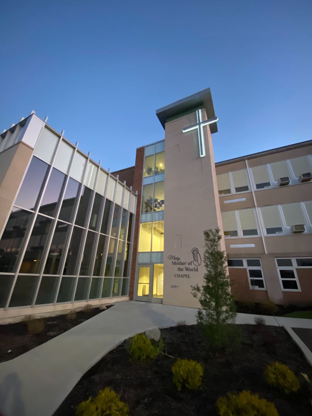 A view of the chapel from outside at the Notre Dame Academy catholic all-girls school in Covington, Northern Kentucky.