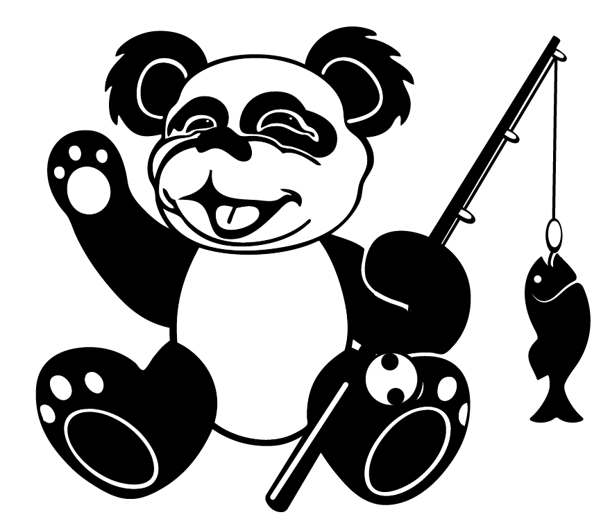 The fishing panda mascot for the bass fishing team at the Notre Dame Academy catholic all-girls school in Covington, Northern Kentucky.